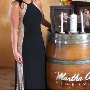 Women’s black and rhinestones stone evening gown